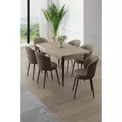 HANAH HOME Rasklopivi trpezarijski sto i stolice (7 delova) Asfel Travertine Cappuccino