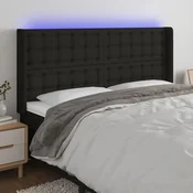 Vidaxl vidaXL Vzglavje postelje z LED diodo črno 163x16x118/128 cm blago