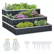 Homestar Dvignjena vrtna greda 3 nivoji 118x118x62 cm temno siva