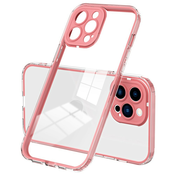 Hibridni ovitek Crystal Bumper z vgrajeno zaščito zadnje kamere za iPhone 15 Pro Max - metallic pink