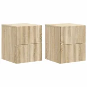 vidaXL Stenski nočni omarici 2 pcs Sonoma hrast 33 x 34,5 x 40 cm
