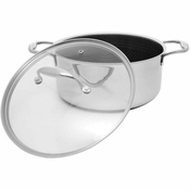 slomart Kohersen črna kuhinjska posoda 24 cm s pokrovom, aluminij in nerjavna jeklena, odporna na praskanje, non-stick premaz