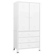 Vidaxl Garderobna omara bela 90x50x180 cm kovina