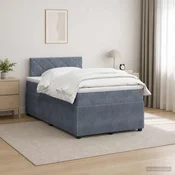 vidaXL Postelja boxspring z vzmetnico Temno siva 120 x 200 cm Žamet