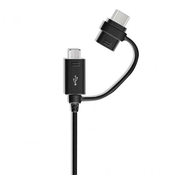 Originalen USB v Micro USB in USB-C kabel Samsung EP-DG950DBEGWW - 1.5m - črn (bulk)