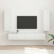 vidaXL Komplet TV omaric 3 pcs Visok sijaj bela Konstruiran les