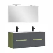 Trent Kopalniško pohištvo 120 cm keramični umivalnik z ogledalom 60x120 cm pistacija zelena-antracitno siva
