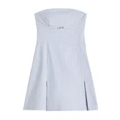Bershka Obleka svetlo modra/bela