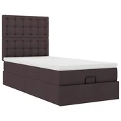 Vidaxl Otomanska postelja z vzmetnico rjav 90x200 cm blago