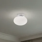 Domiluce Stropna svetilka Ufo, krom/bela, O 18 cm, steklo, G9 - Dnevna soba/jedilnica - Sodobni - bel, krom - Kovina