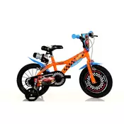 Hot Wheels dječji bicikl 14 s držačem za bocu i pomoćnim kotačima u narančasto-crnoj boji – Dino Bikes bicikl