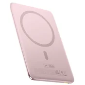 BASEUS Prenosna baterija 5000 mAh 20 W ultra tanka z USB-C MagSafe 60 W 30 cm kablom - roza