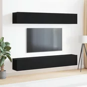 Set TV komoda Zidne 4 pcs Crni hrast 100 x 30 x 30 cm