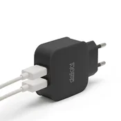 USB napajalnik 2x USB 2.1A črn
