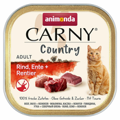 Varčno pakiranje Animonda Carny Country Adult 64x100 g - Govedina, raca in severni jelen
