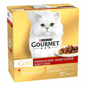 Gourmet Gold Multipack 12×(8×85 g) govedina/puretina s patkom/losos s piletinom/piletina s jetrom u umaku