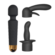 Dorcel Kit Wanderful Rechargeable Wand with Two Accessories Black