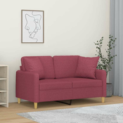 vidaXL vidaXL Kavč dvosed z blazinami vinsko rdeč 120 cm blago, (20910636)