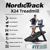 NordicTrack X24 tekalna steza | 24-palčni vrtljivi HD-zaslon na dotik, Hitrost do 20 km/h, Naklon -6 do 40 % | Vadite po svojem načrtu