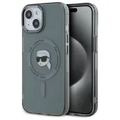 slomart Karl Lagerfeld KLHMP15SHLSKIK iPhone 15 6.1 črna/black trda torbica IML Metal Karl Head MagSafe