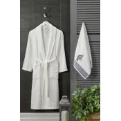 Lessentiel Maison Set bademantil i peškir Cora, 45x85 cm, Beli
