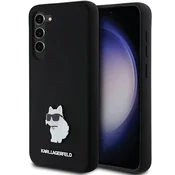Karl Lagerfeld Etui Karl Lagerfeld Silicone Choupette Metal Pin za Samsung Galaxy S24+ - črno
