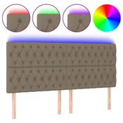 Vidaxl LED posteljno vzglavje taupe 200x7x118/128 cm blago