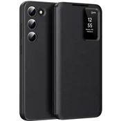 GS Ovitek denarnica s preklopom za Samsung Galaxy S23+ Plus, pametni pogled, črn