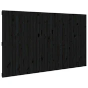 Vidaxl Stensko posteljno vzglavje črno 204x3x110 cm trdna borovina