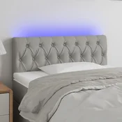 Vidaxl vidaXL Vzglavje postelje z LED svetlo sivo 90x7x78/88 cm blago