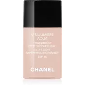 Chanel Vitalumiere Aqua make-up ultra light za sjajni izgled lica nijansa 50 Beige SPF 15 30 ml