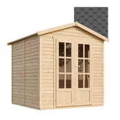 Timbela Lesena vrtna hiša - H233x233x222 cm/4 m2 - Vrtna pisarna s podom in bitumenskimi ploščicami - TIMBELA M351FB+H351FBBLACK, (21999126)
