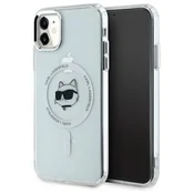 Ovitek Karl Lagerfeld IML MagSafe za iPhone 11 - white metal choupette`s head