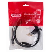 Unitek Unitek HDMI kabel 2.0, 4K@60Hz, ploščat, 2m, črn