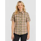 deproc Funkcionalna bluza Outdoorbluse Copper Damen Kurzarmbluse kariert Funktionsbluse oliva