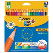 BIC Kids Ecolutions Evolution Colouring Pencils for Painting in 24 Colours, in Cardboard Case, from 5 Years, Shatterproof Lead & Without Wood, Pack of 24 (Pack of 1)