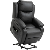 HOMCOM HOMCOM Relax fotelj, nagibajoč se za 160°, električni dvižni fotelj z naslonom za noge in daljinskim upravljalnikom v imitaciji usnja, črn, (20745086)