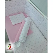 Bubamara037 Set posteljine za krevetac sa ravnom ogradicom Srca, Roze