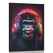 Plakat gorila s slušalkami - 30x45 no frame