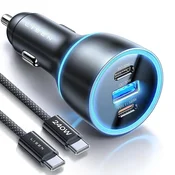 Avtomobilski 170W polnilec Lisen YL0224010001 z USB-A in 2x USB-C - black