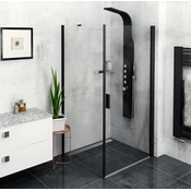 POLYSAN ZOOM BLACK Mat Črn Pravokotni Brezokvirni Tuš Zaslon 900x800mm L/P z Antidrop Stekli