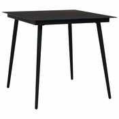 Vrtni blagovaonski stol crni 80 x 80 x 74 cm od celika i stakla