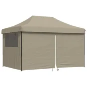Vidaxl Zložljivi pop-up šotor za zabave 4 stranice taupe