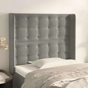 vidaXL Vzglavje z ušesi svetlo sivo 83x16x118/128 cm žamet
