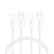 Belkin Belkin 2pcs USB-A na USB-C kabel, 1.5m, 15W, pleten