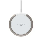 FIXED MagPad polnilec s podporo MagSafe in stojalom, 15 W, brezžičen, bel
