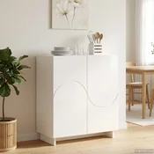 Vidaxl Komoda Bela visok sijaj 67 x 34.5 x 75 cm Konstruiran les
