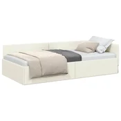 Vidaxl Kotna postelja z vzglavjem krema 80 cm x 200 cm Žamet