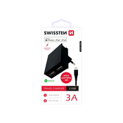 SWISSTEN pametni omrežni adapter, IC, CE 2x USB 3 A napajalnik, črn + USB podatkovni kabel (22046000)