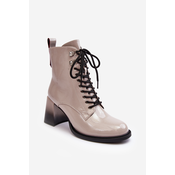 D&A patent leather ankle boots light grey